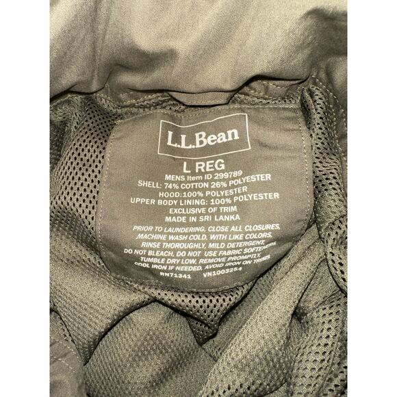VINTAGE L.L. BEAN OLIVE HUNTING JACKET FIELD COAT W/ HIDDEN HOOD L - Picture 7 of 13